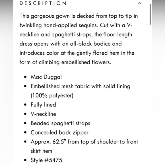 Mac Duggal Floral Embellished Spaghetti Strap Gown Size 12 NWT - Picture 5 of 17